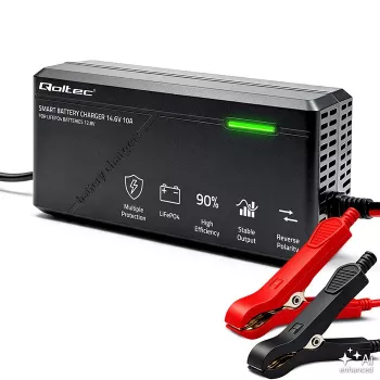 Qoltec 52670 LiFePO4 akumulatora lādētājs 12V 10A inteliģenta uzlāde ar LED indikatoriem