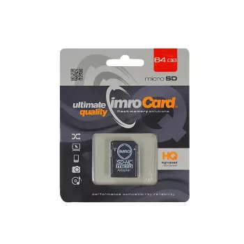 IMRO microSDHC 64GB Class 10 U1 V10 atmiņas karte ar SD adapteri