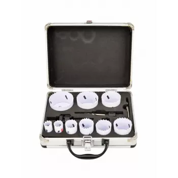 AWTOOLS Bimetal caurumu zāģu komplekts 19-64 mm, 13 gab., Black Line, metāla futrālis