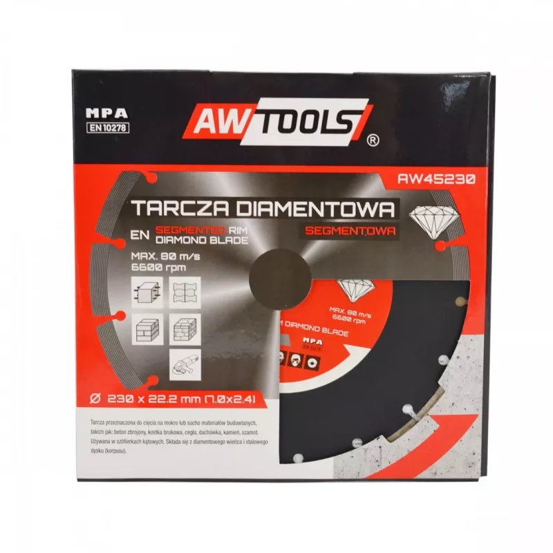 AWTOOLS AW45351 Dimanta slīpēšanas kauss 125 mm Turbo segments betonam, mūrim, akmenim - sausā slīpēšana, 22,23 mm urbums