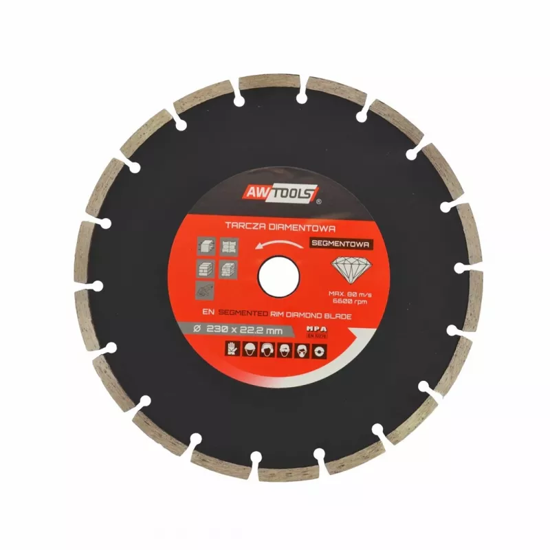 AWTOOLS AW45351 Dimanta slīpēšanas kauss 125 mm Turbo segments betonam, mūrim, akmenim - sausā slīpēšana, 22,23 mm urbums