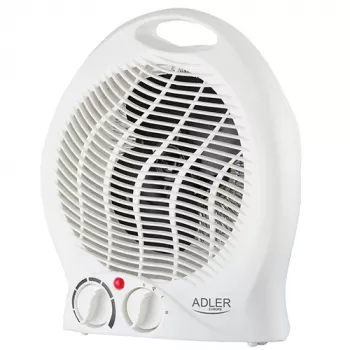 Adler AD 7728 PTC keramiskais ventilācijas sildītājs 2000W ar svārstību, 2 siltuma režīmi, aukstā gaisa režīms, aizsardzība pret pārkaršanu un apgāšanos, balts/melns