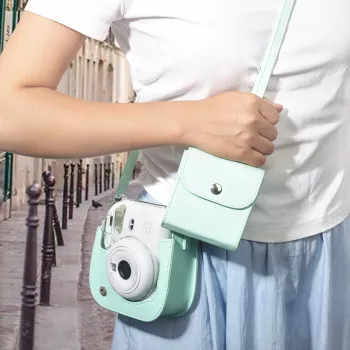 LOVEINSTANT foto uzglabāšanas futrālis Fujifilm Instax Square fotogrāfijām (SQ1/SQ6/SQ10/SQ20/SQ40), zaļš