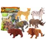 LEAN TOYS 6 savvaļas dzīvnieku figūriņu komplekts, zilonis, lauva, degunradzis, tīģeris, zebra, žirafe