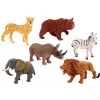 LEAN TOYS 6 savvaļas dzīvnieku figūriņu komplekts, zilonis, lauva, degunradzis, tīģeris, zebra, žirafe