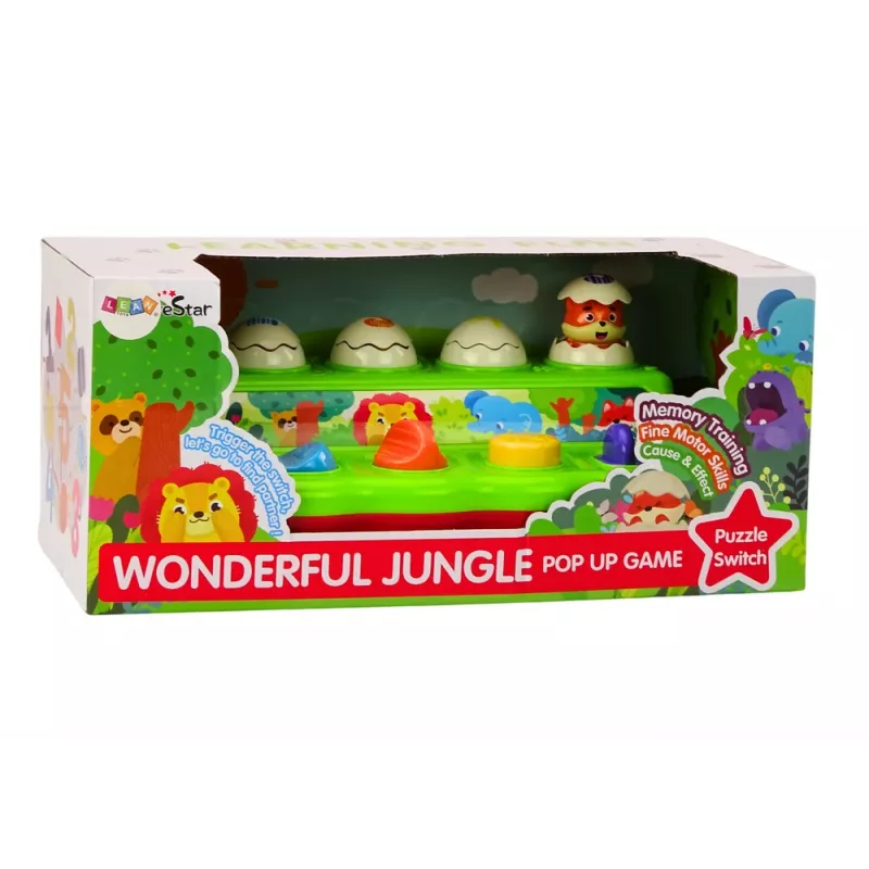 LEAN TOYS Pop Up Animals izglītojošais aktivitāšu panelis ar skaņām mazuļiem no 12 mēnešiem