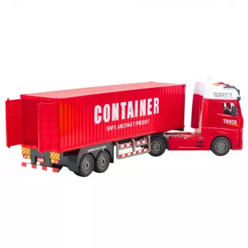 LEAN TOYS Transporta kravas automašīna ar konteineru, gaismām un skaņām, sarkana