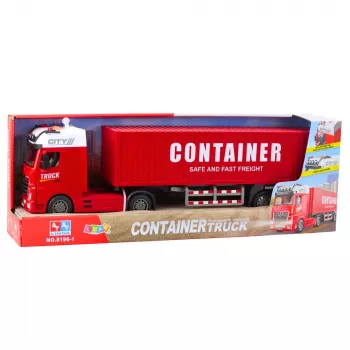 LEAN TOYS Transporta kravas automašīna ar konteineru, gaismām un skaņām, sarkana