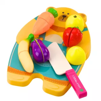 LEAN TOYS Augļu un dārzeņu griešanas dēlis ar nazi Izglītojoši aksesuāri bērniem
