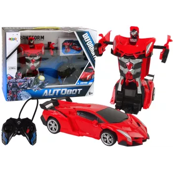 LEAN TOYS Automašīna Robots 2-in-1 Tālvadības R/C Transportlīdzeklis Sarkans