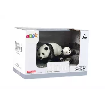 LEAN TOYS 2 pandu figūru komplekts ar mazu pandu Animals of the World sērija