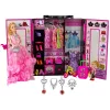 LEAN TOYS Leļļu drēbju skapis un ģērbtuve ar skaistumkopšanas čemodānu
