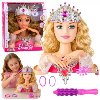 LEAN TOYS Beauty Fashion veidošanas galva lelle ar aksesuāriem, blondi mati, 25 cm, bērniem no 3 gadiem
