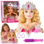 LEAN TOYS Beauty Fashion veidošanas galva lelle ar aksesuāriem, blondi mati, 25 cm, bērniem no 3 gadiem