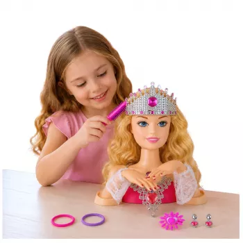 LEAN TOYS Beauty Fashion veidošanas galva lelle ar aksesuāriem, blondi mati, 25 cm, bērniem no 3 gadiem