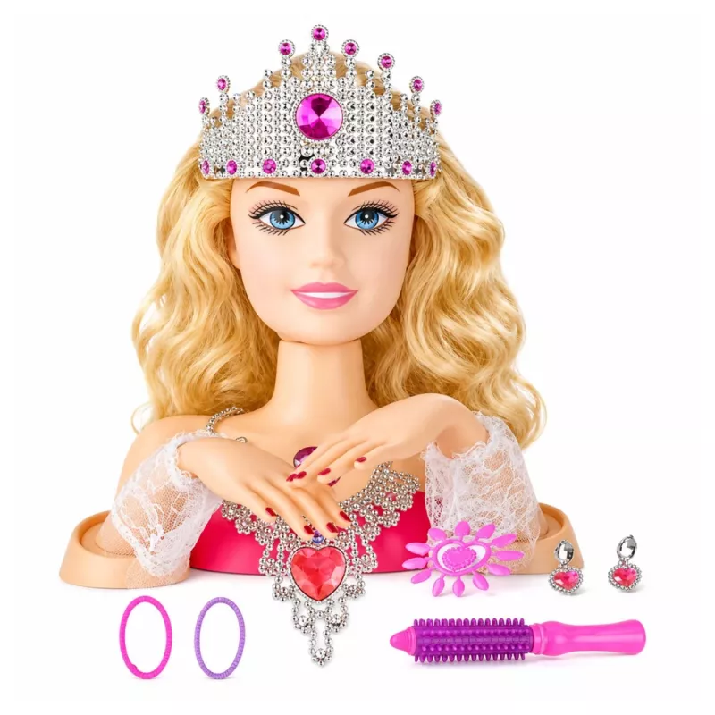 LEAN TOYS Beauty Fashion veidošanas galva lelle ar aksesuāriem, blondi mati, 25 cm, bērniem no 3 gadiem