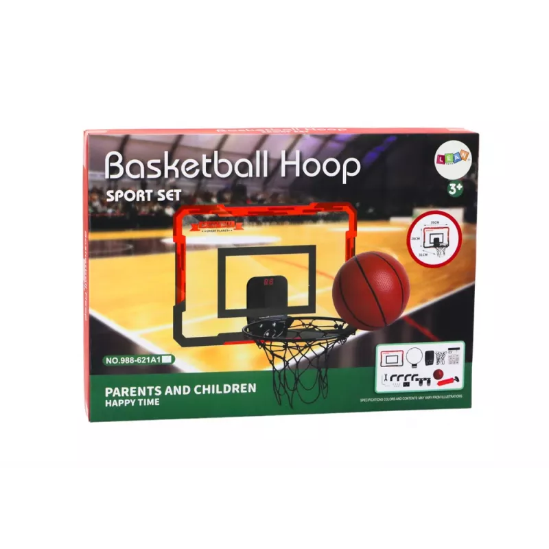 LEAN TOYS Bērnu basketbola grozs ar aizmugures vairogu un elektronisko punktu skaitītāju