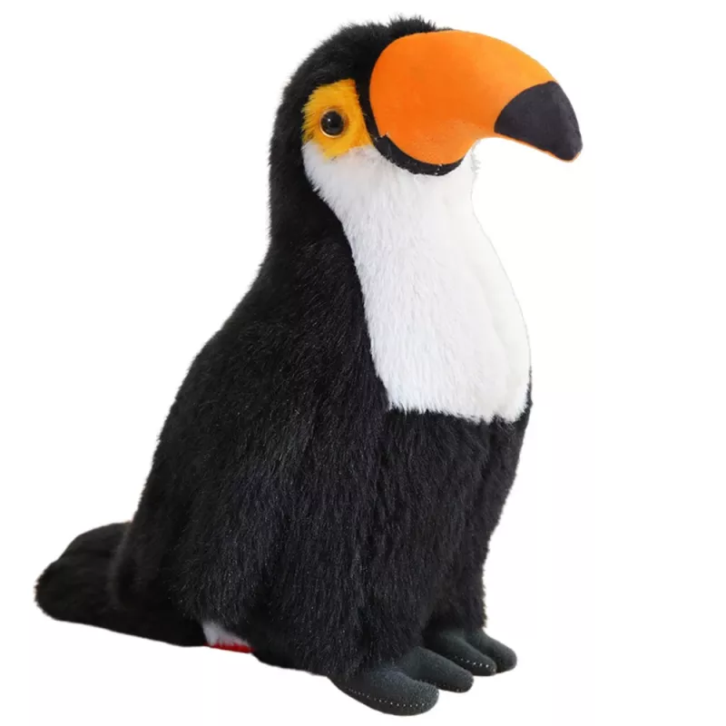 LEAN TOYS plīša tukanu putns plīša rotaļlieta maskots mīkstā rotaļlieta balta 30cm
