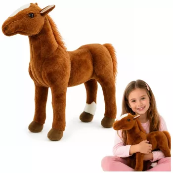 LEAN TOYS Brūns plīša zirgs mīkstā rotaļlieta 40cm