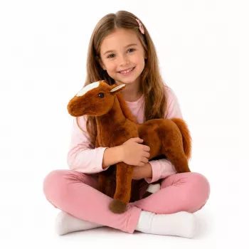 LEAN TOYS Brūns plīša zirgs mīkstā rotaļlieta 40cm