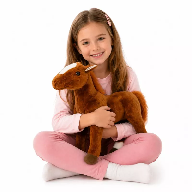 LEAN TOYS Brūns plīša zirgs mīkstā rotaļlieta 40cm