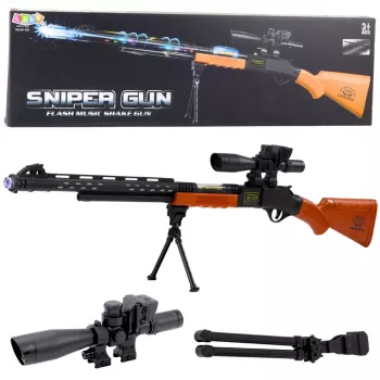 LEAN TOYS rotaļu snaipera šautene AK-528 ar tēmēkli, statīvu, gaismām un skaņām