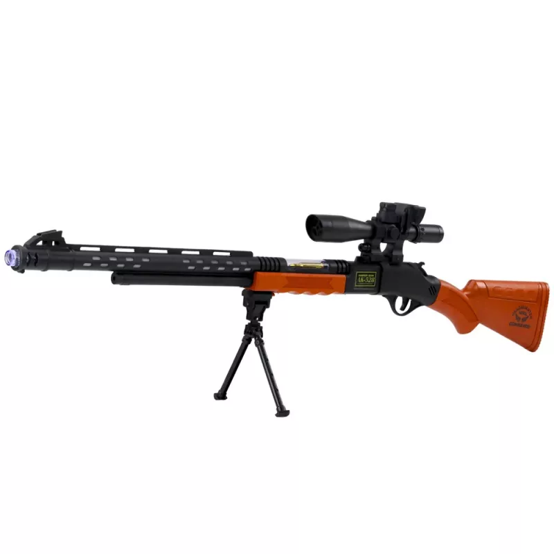 LEAN TOYS rotaļu snaipera šautene AK-528 ar tēmēkli, statīvu, gaismām un skaņām