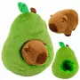 LEAN TOYS Zaļš avokado ar kapibaru 2-in-1 abpusēja mīkstā rotaļlieta 35 cm