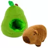 LEAN TOYS Zaļš avokado ar kapibaru 2-in-1 abpusēja mīkstā rotaļlieta 35 cm