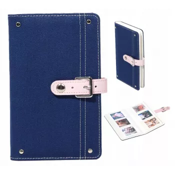 LOVEINSTANT džinsa fotoalbums Fujifilm Instax Mini – ietilpst 108 fotogrāfijas, PU ādas vāks, 18 lapas, zils