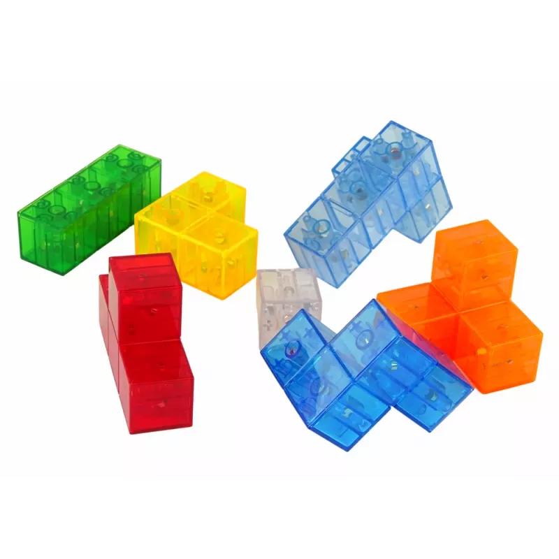 LEAN TOYS Magic Magnetic Cube 7 Elements - Magnētiskā 3D puzle, 7 gabali, daudzkrāsaina, izglītojoša rotaļlieta no 6 gadu vecuma