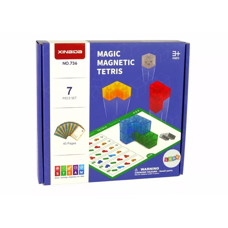 LEAN TOYS Magic Magnetic Cube 7 Elements - Magnētiskā 3D puzle, 7 gabali, daudzkrāsaina, izglītojoša rotaļlieta no 6 gadu vecuma