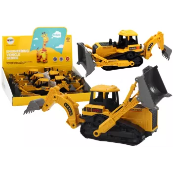 LEAN TOYS Kāpurķēžu ekskavators celtniecības transportlīdzeklis ar 2 kausiem dzeltens