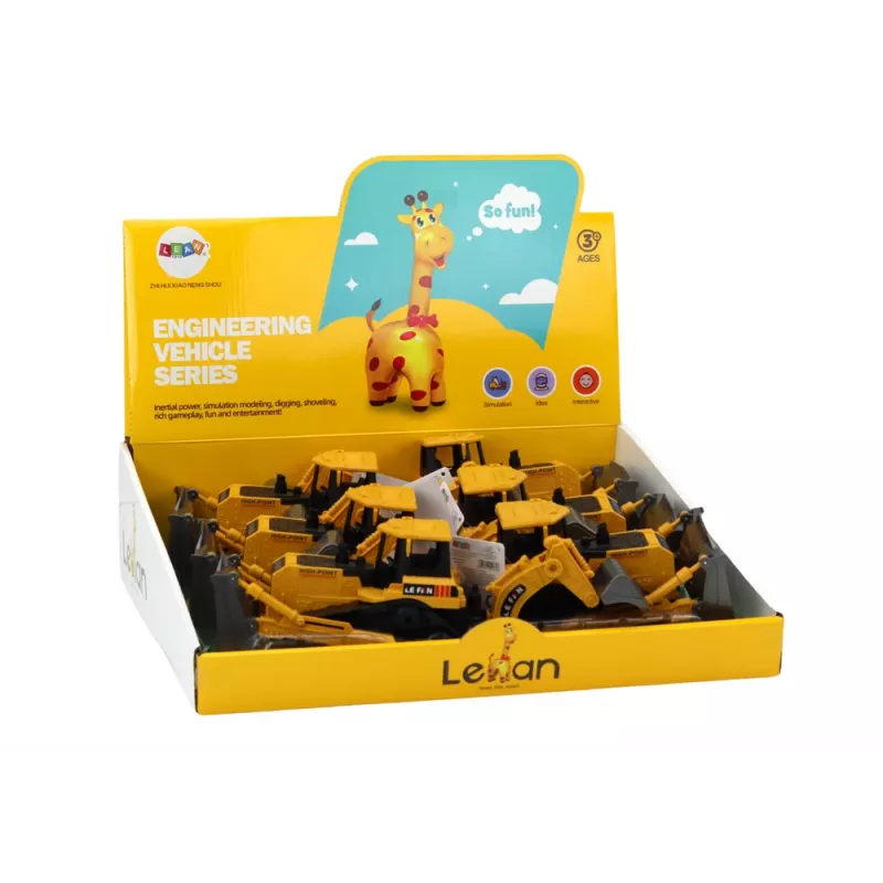LEAN TOYS Kāpurķēžu ekskavators celtniecības transportlīdzeklis ar 2 kausiem dzeltens