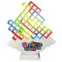 LEAN TOYS Tetris torņa līdzsvara prasmju spēle 16 bloki 22 krāsu kartītes