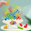 LEAN TOYS Tetris torņa līdzsvara prasmju spēle 16 bloki 22 krāsu kartītes
