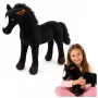 LEAN TOYS Plush zirgs mīkstā rotaļlieta maskots melns 40cm x 37cm