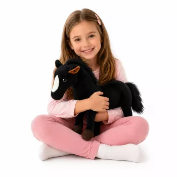 LEAN TOYS Plush zirgs mīkstā rotaļlieta maskots melns 40cm x 37cm