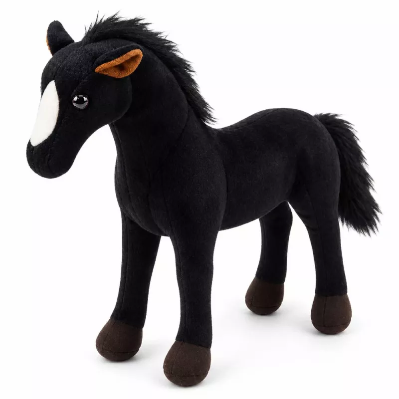 LEAN TOYS Plush zirgs mīkstā rotaļlieta maskots melns 40cm x 37cm