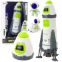 LEAN TOYS Space Rocket Ship rotaļu komplekts ar astronautu figūrām, gaismām un skaņām, 42 cm, balts pelēks oranžs