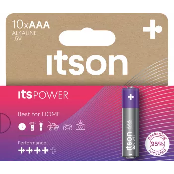 ITSON LR03IPO/10HH AAA sārma baterijas, 10 iepakojums | 1.5V LR03 MN2400 ilgmūžīgas, hermētiskas, bez dzīvsudraba