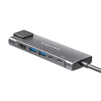 USB-C centrmezgls ar vairāku portu adapteri, HDMI 4K, 2x USB 3.0, USB-C datu ports, 100W PD, Gigabit Ethernet, Space Grey