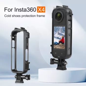 PULUZ PU979B Aizsargrāmis ar diviem aukstā apavu stiprinājumiem Insta360 X4 – Melns