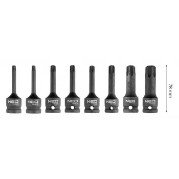 NEO Tools 10-257 219 daļu 1/4 collas, 3/8 collas, 1/2 collas uzgriežņu atslēgu komplekts ar sprūdratiem, urbjiem un sešstūra atslēgām, formētā korpusā