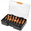 NEO TOOLS 15 daļu volframa karbīda frēžu komplekts ar 8 mm kātu koka kastē