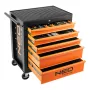 NEO TOOLS Darbnīcas skapis, 5 atvilktnes + 117 instrumenti, lodīšu gultņu slīdnes, centrālā slēdzene, 400 kg statiskā slodze, melns