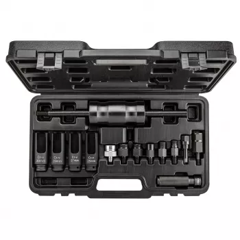 NEO TOOLS 14 daļu inžektoru novilcēju komplekts ar triecienāmuru