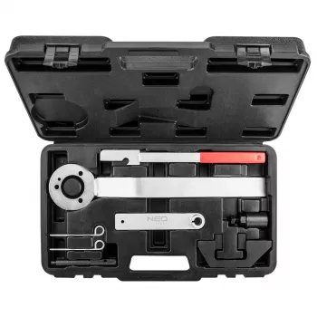 NEO TOOLS Dīzeļa dzinēja sadales ķēdes laika regulēšanas instrumentu komplekts BMW, Land Rover, Opel (M41, M47, M57, TD4, TD6, X25DT, Y25DT) - 15-20 gabalu komplekts formētā futrālī