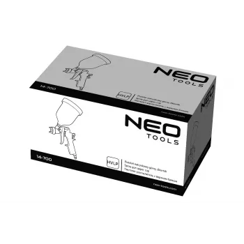 NEO Tools 14-700 pneimatiskā pūšanas pistole ar 1/4 collu ātro savienotāju, maksimālais spiediens 10 bar, alumīnija korpuss, tērauda sprausla, ergonomisks sviras sprūds, integrēts pakarināšanas āķis
