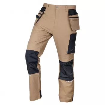 NEO TOOLS Mix&Match darba bikses, 4 virzienu stiepšanās, Cordura pastiprinātas, ceļgalu aizsargu kabatas, bēši-melnas, izmērs XXXL